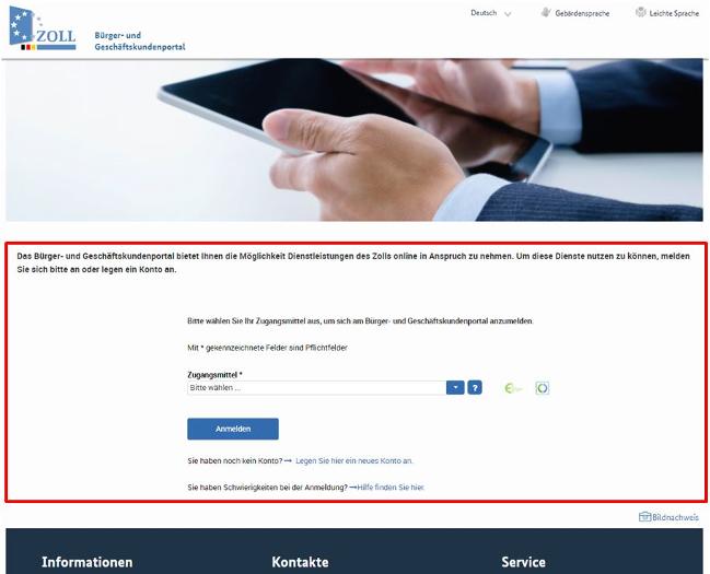 Anmelde-Bereich Anmelde-Bereich