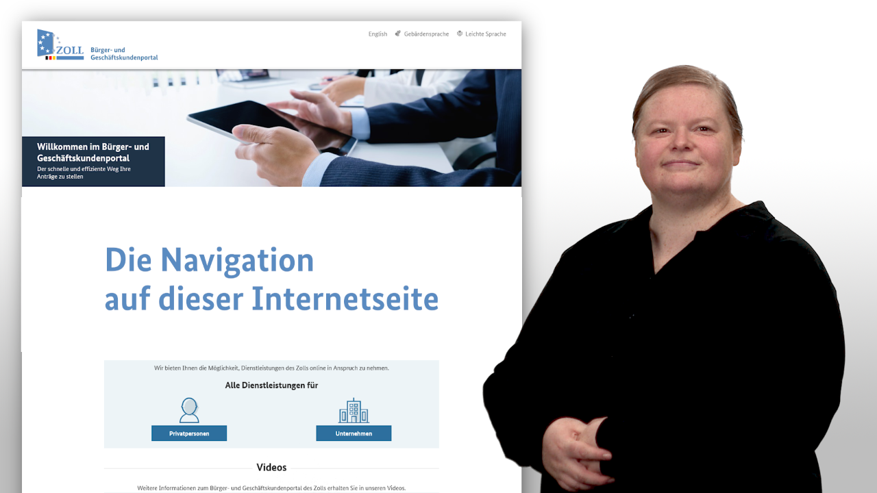 Gebärdensprachevideo zu Navigationsmöglichkeiten Gebärdensprachevideo zu Navigationsmöglichkeiten