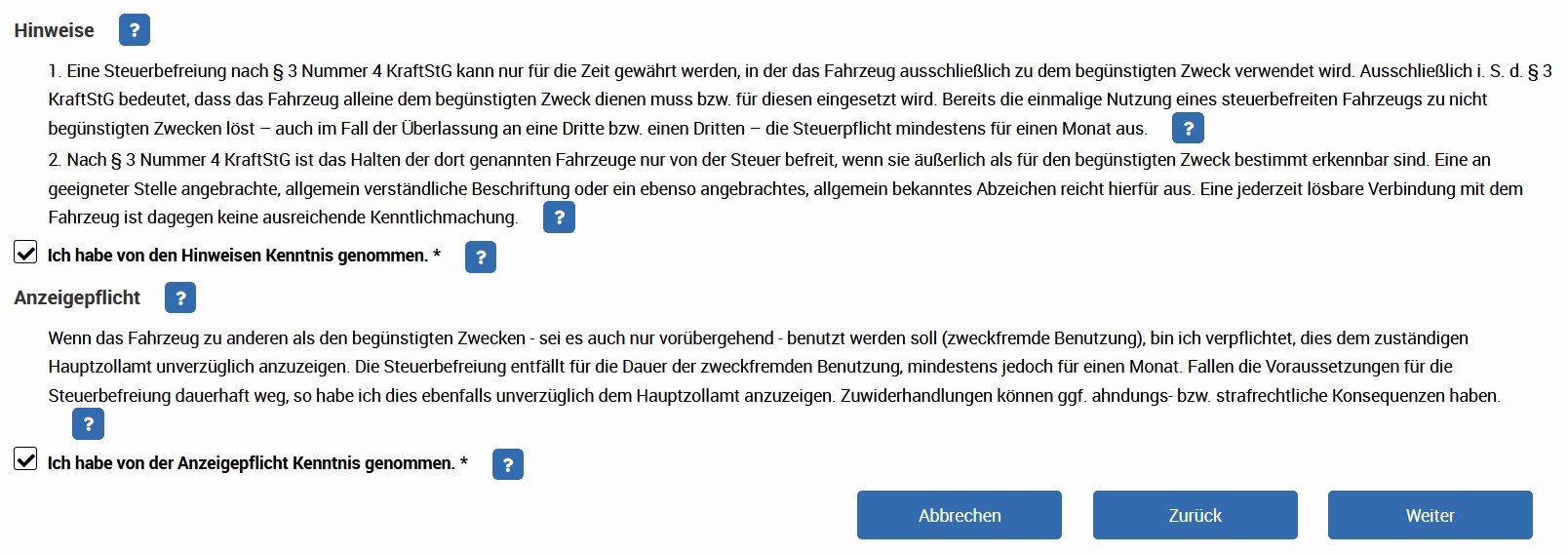 Hinweis zur Anzeigepflicht Hinweis zur Anzeigepflicht