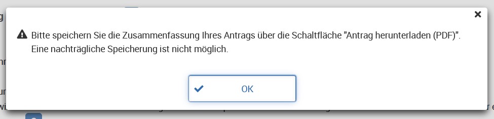 Zusammenfassung des Antrags über die Schaltfläche "Antrag herunterladen" abspeichern  Zusammenfassung des Antrags über die Schaltfläche "Antrag herunterladen" abspeichern